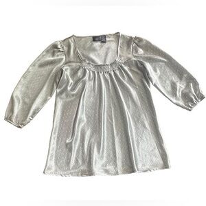 Tailor B. Moss 3/4 Sleeve Blouse - Y2K - Womens Size Medium - Gray
